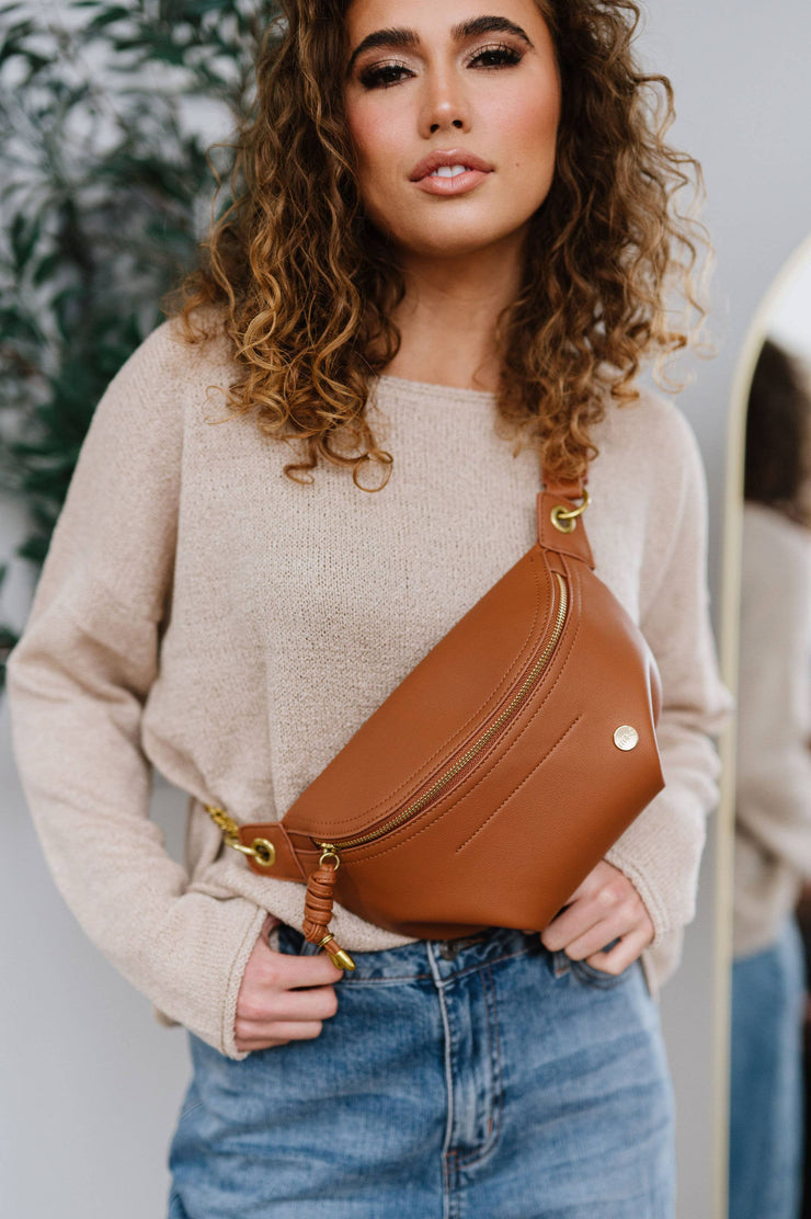 Catherine Fanny Pack Waist Belt Bag Sling: Camel