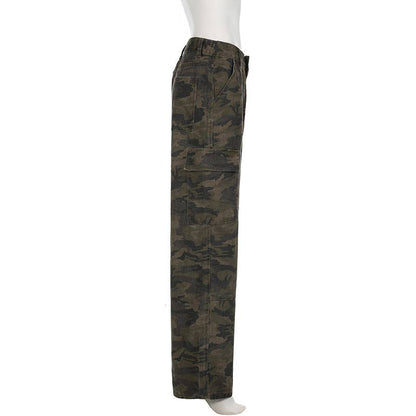 Camouflage Jeans straight denim pants