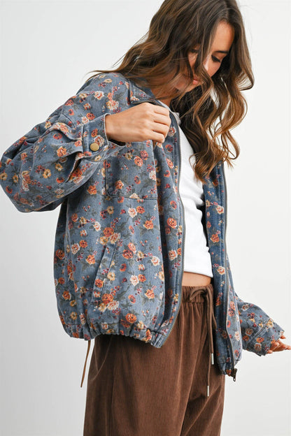 Floral Print Denim Jacket