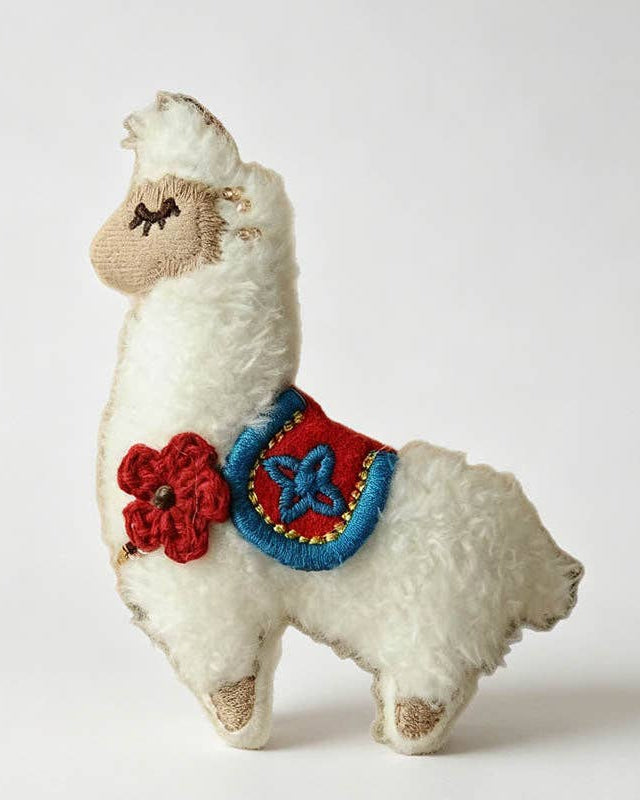 Embroidered Alpaca Fabric Brooch