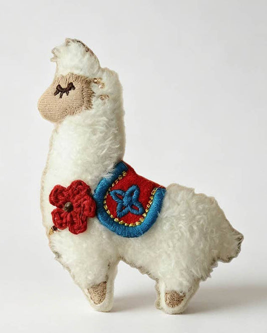 Embroidered Alpaca Fabric Brooch