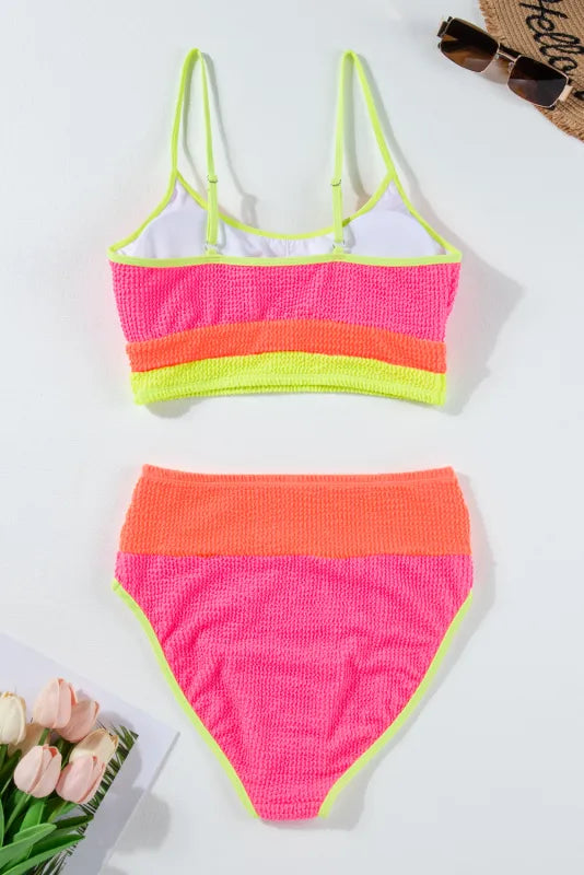 Neon Colorblock Bikini Swimsuit