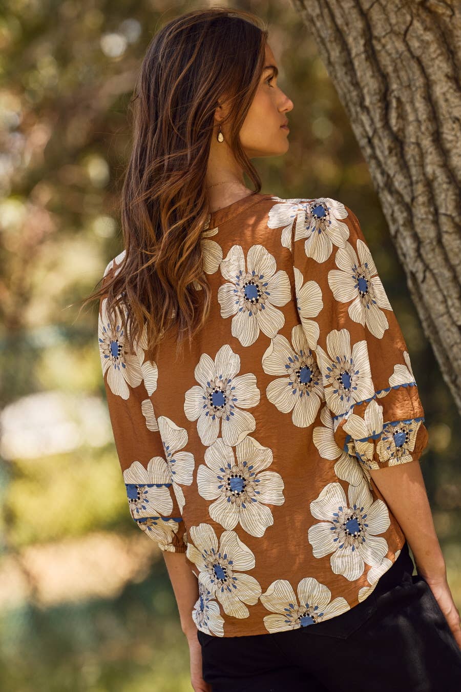 Multi Floral Printed 3/4 Sleeve Blouse