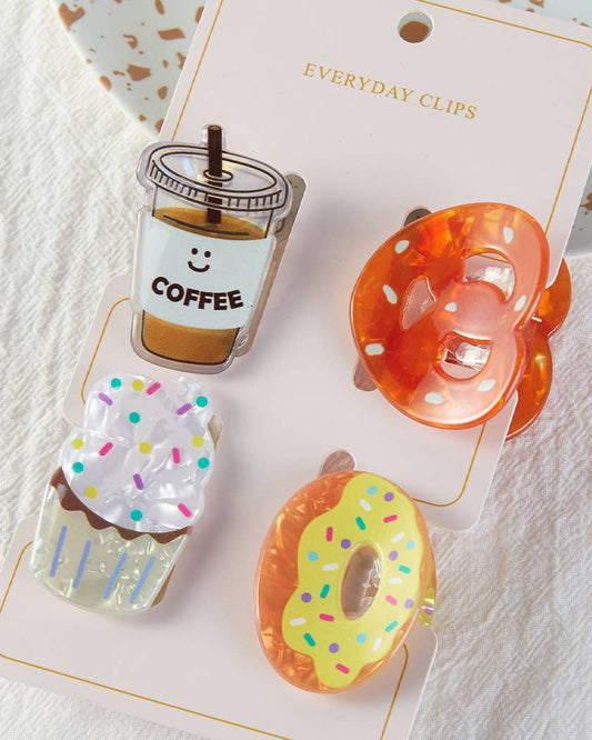 Coffee & Treats Small Hair Claw Clip Set