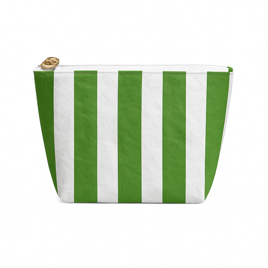 Preppy Green & White Stripe Cosmetic Bag