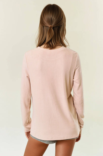 Round Neck Long Sleeve Soft Knit Top