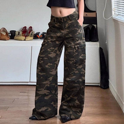 Camouflage Jeans straight denim pants