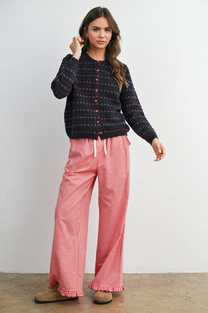 Navy Floral Button-Front Cardigan