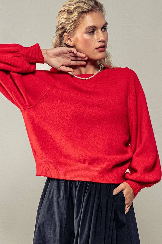 Inheritance Red Ribbed Knit Sweater