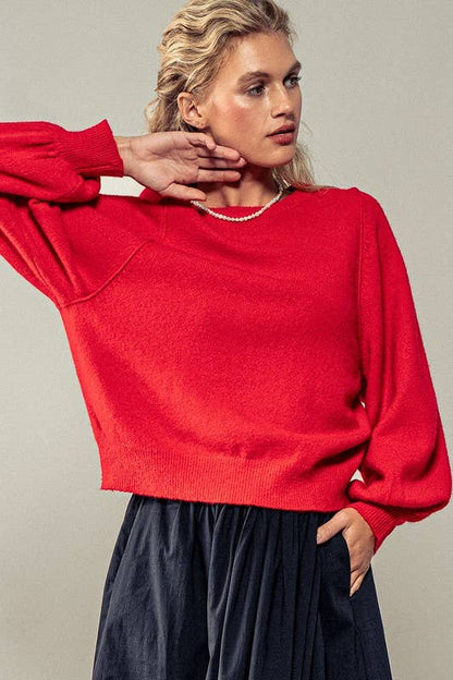Inheritance Red Ribbed Knit Sweater