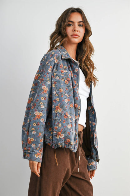 Floral Print Denim Jacket