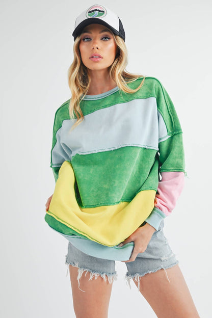Rugby Color Block Stripe Sweatershirt 1