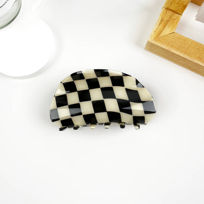 Black and White Check Hair Clip