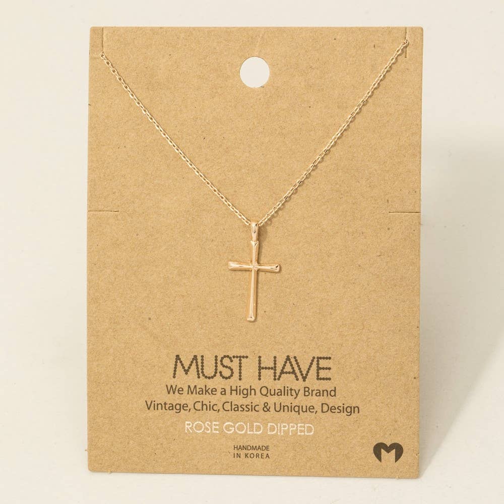 Gold Dipped Dainty Cross Pendant Necklace