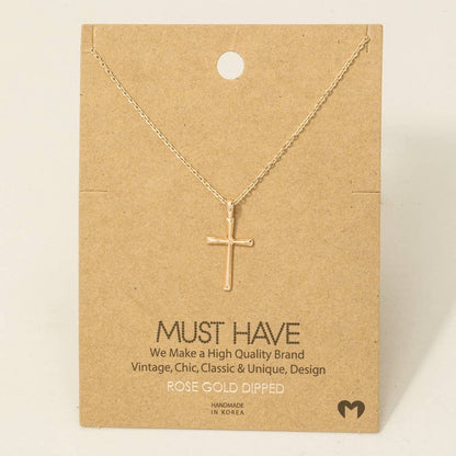 Gold Dipped Dainty Cross Pendant Necklace