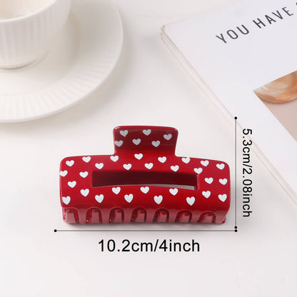 Valentine's Heart Print Romantic Hair Claw Clip