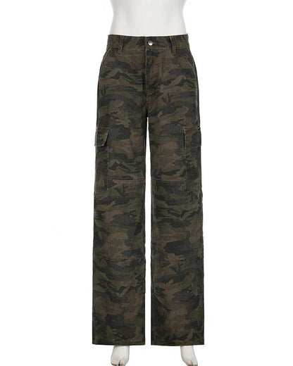 Camouflage Jeans straight denim pants