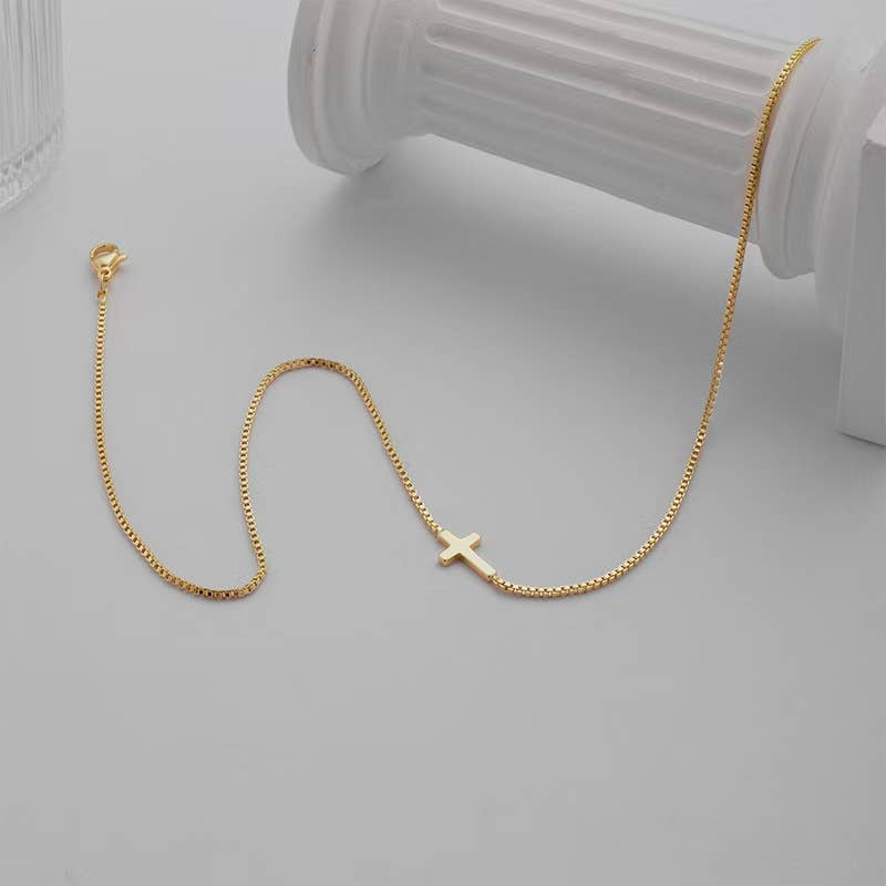 Gold Dainty Cross Necklace