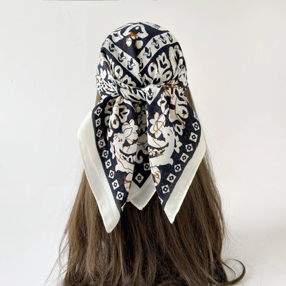 Vintage Floral Print Bandana Head Scarf