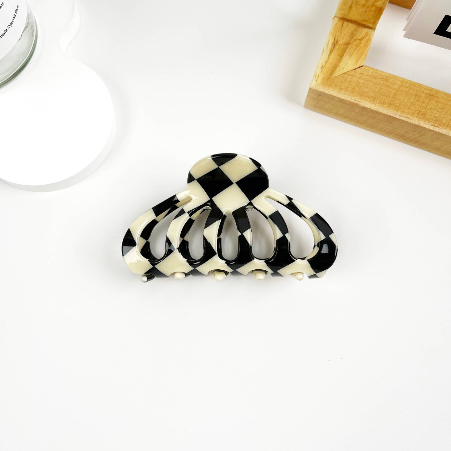 Black and White Check Hair Clip