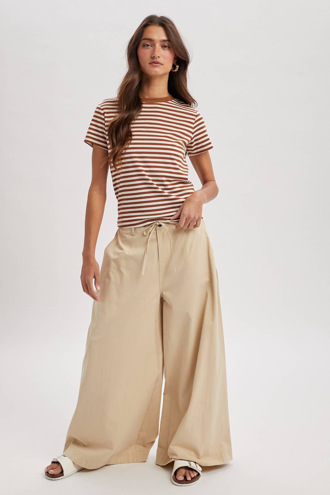 Rusty Mocha Contrast Striped Tee