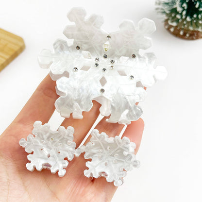 White Rhinestone Snowflake Claw Clip & Small Clip