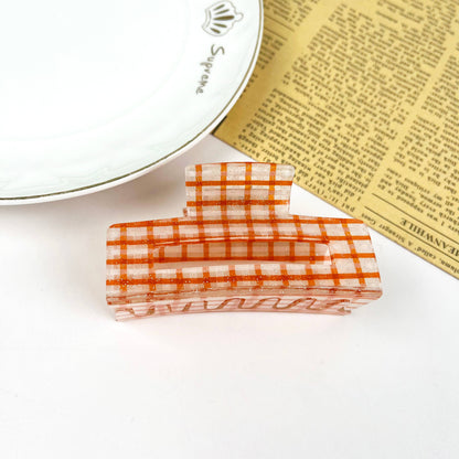 Spring Plaid Sparkly Hair Clip Rectangular Claw Clips