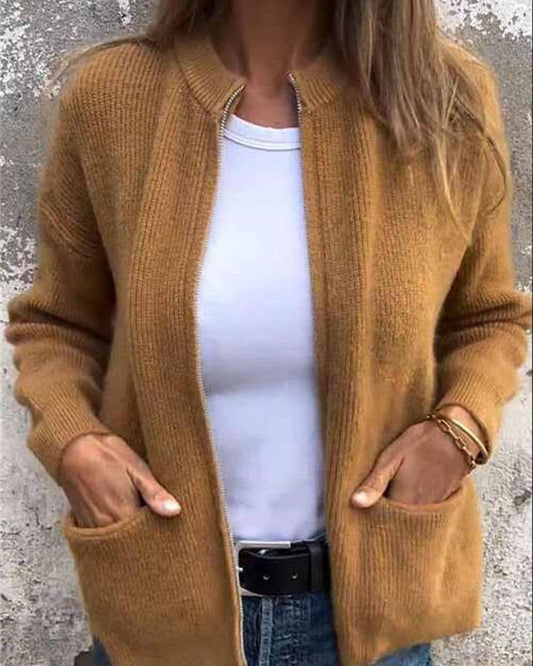 Knit Zip Up Sweater Jacket
