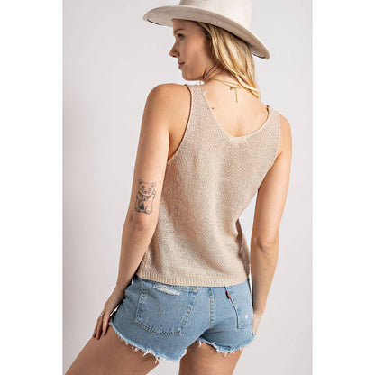 Cable Knit V-Neck Sweater Tank Top
