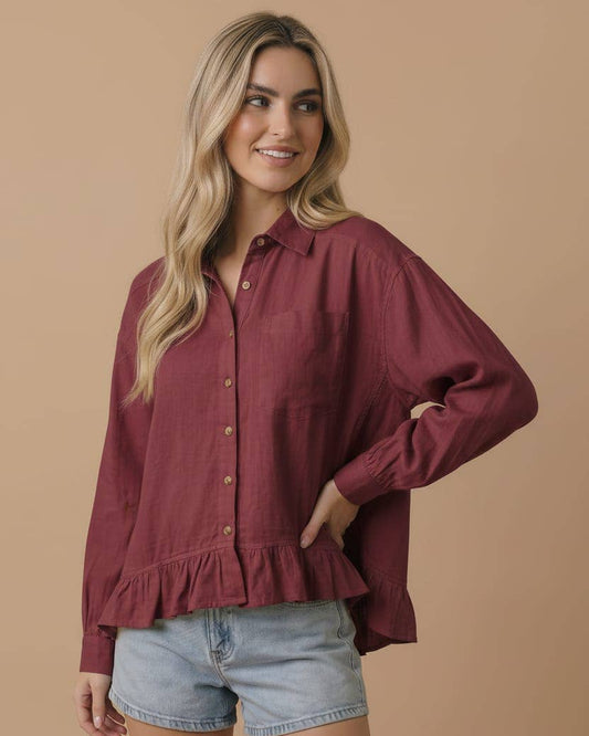 Solid Babydoll Peplum Shirt