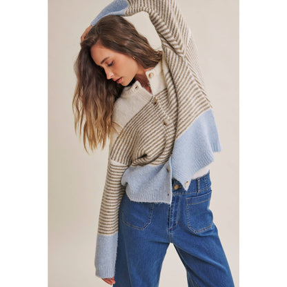 Chi Striped Colorblock Cardigan