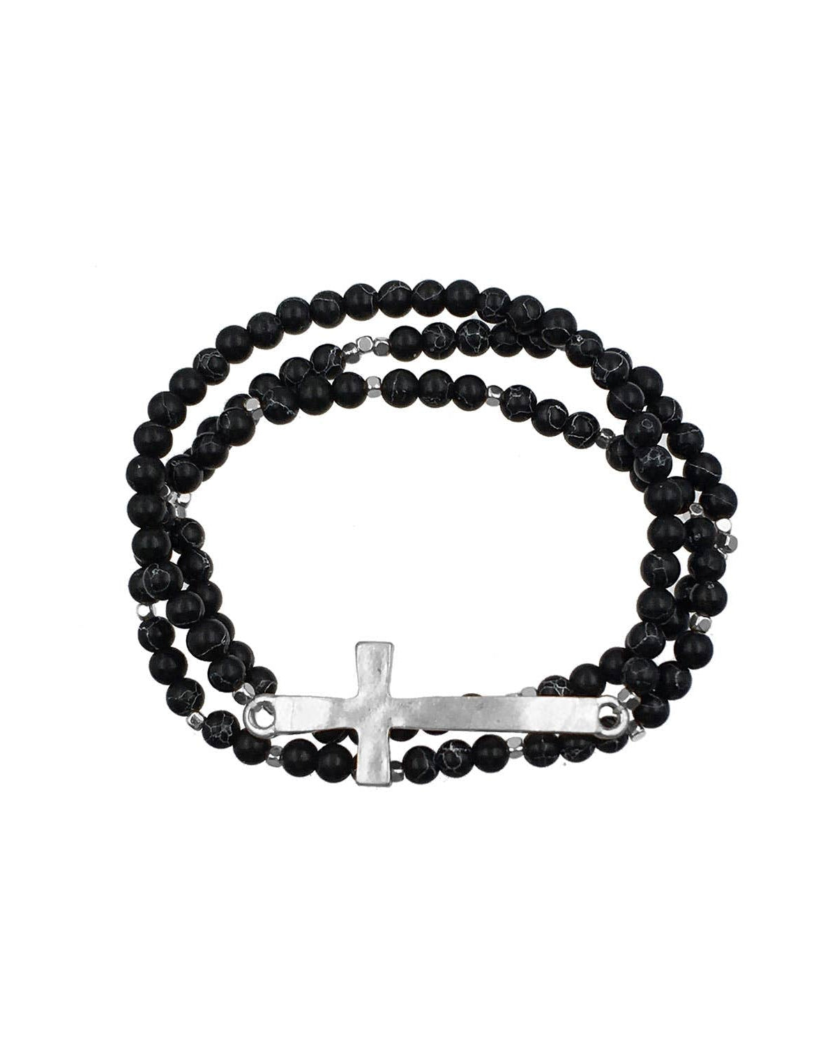 Black Cross Beaded Bracelet