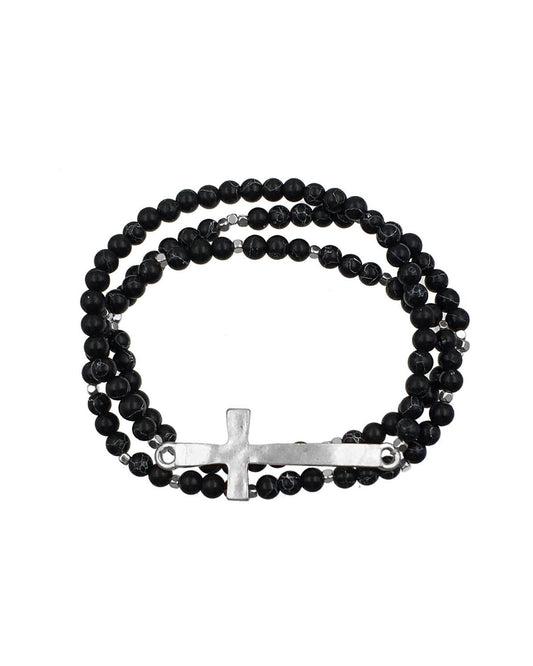 Black Cross Beaded Bracelet