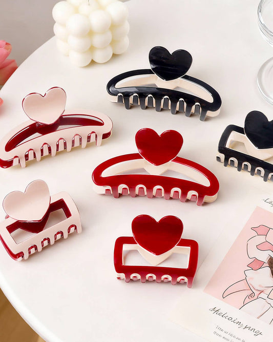 Valentine's Color-Block Heart Hair Clip