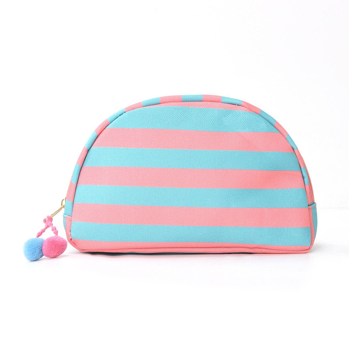 Shell-Shaped Striped Makeup Pouch