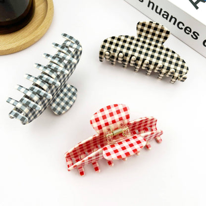 Minimalist Acetate Checkerboard Hair Claw Clip