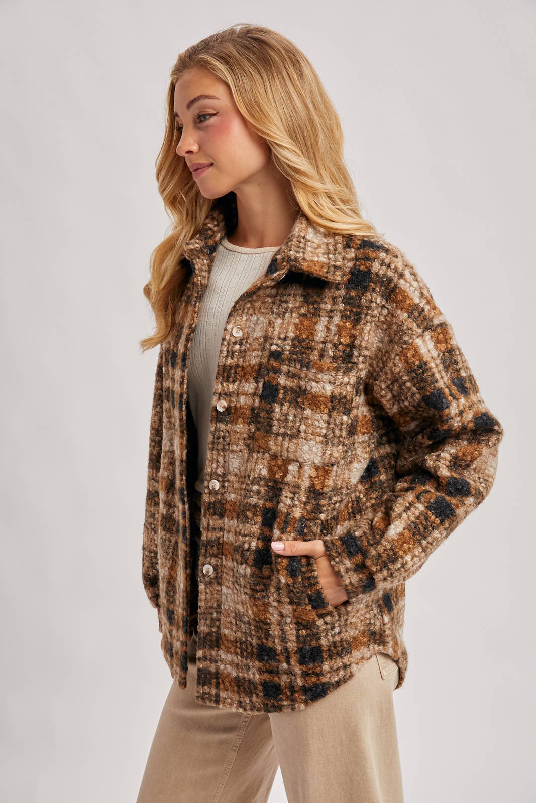 Plaid Boucle Shacket