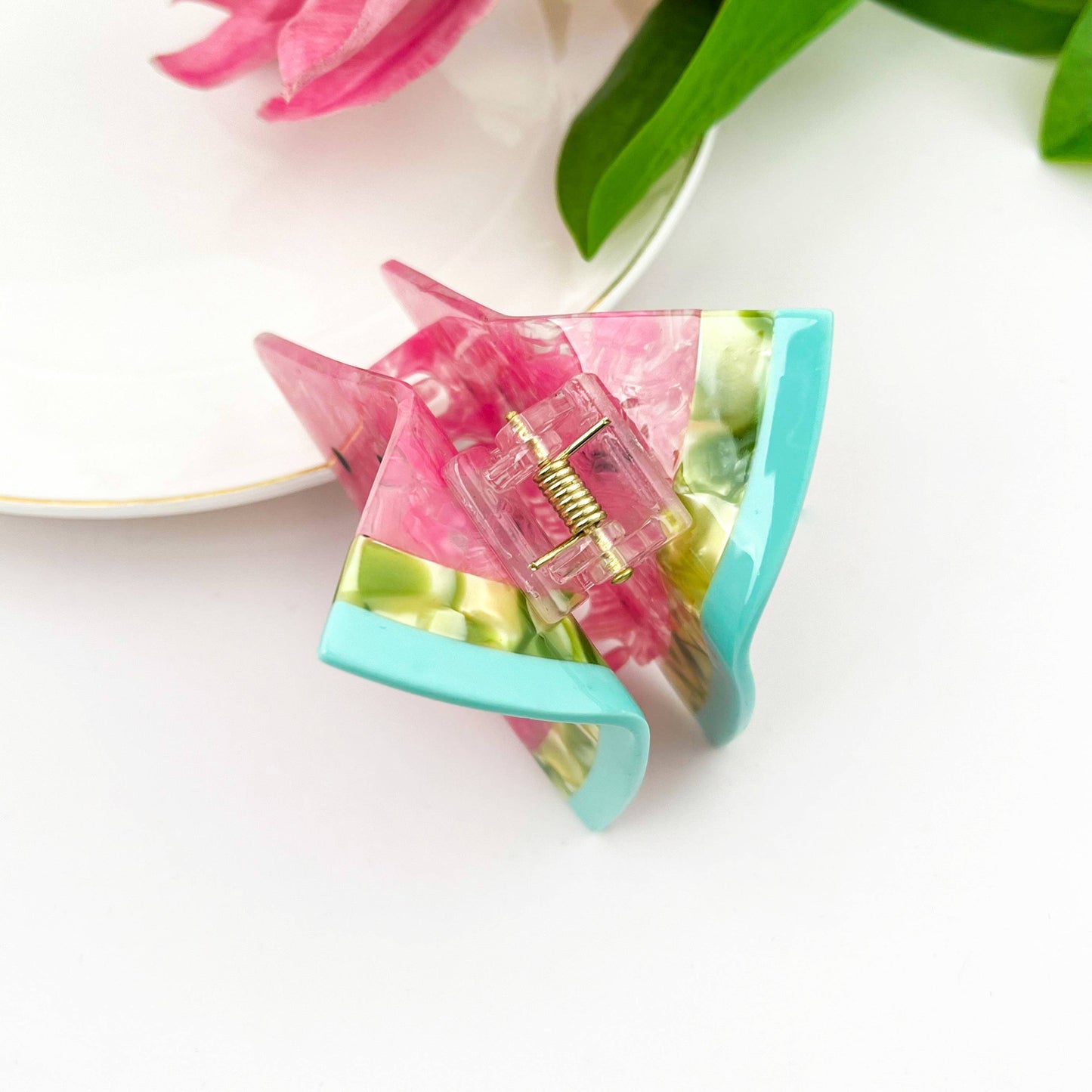 Watermelon Acetate Hair Claw Clip