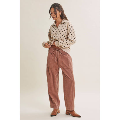 Polka Dot Half Zip Pullover