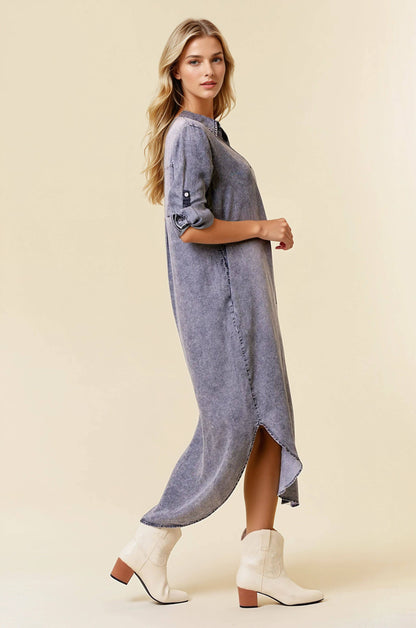 Tencel Denim Shirt Midi Dress