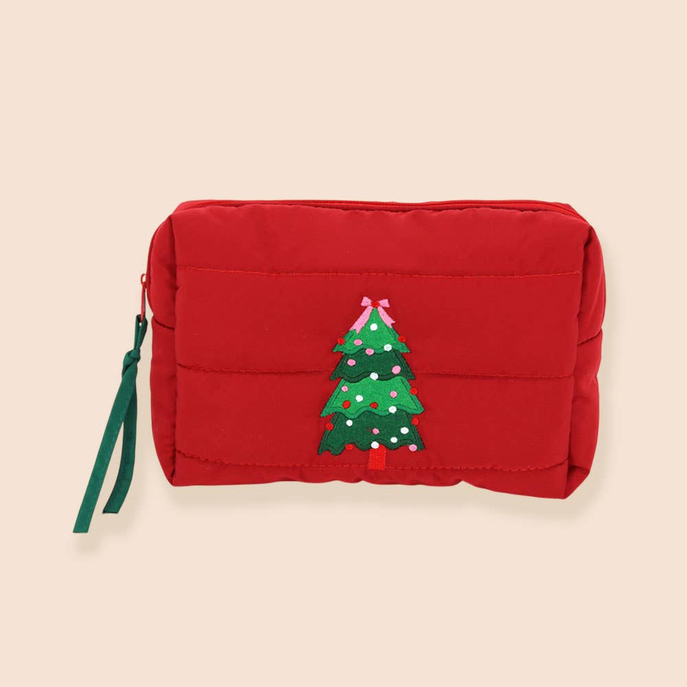 Christmas Tree Quilted Cosmetic Bag