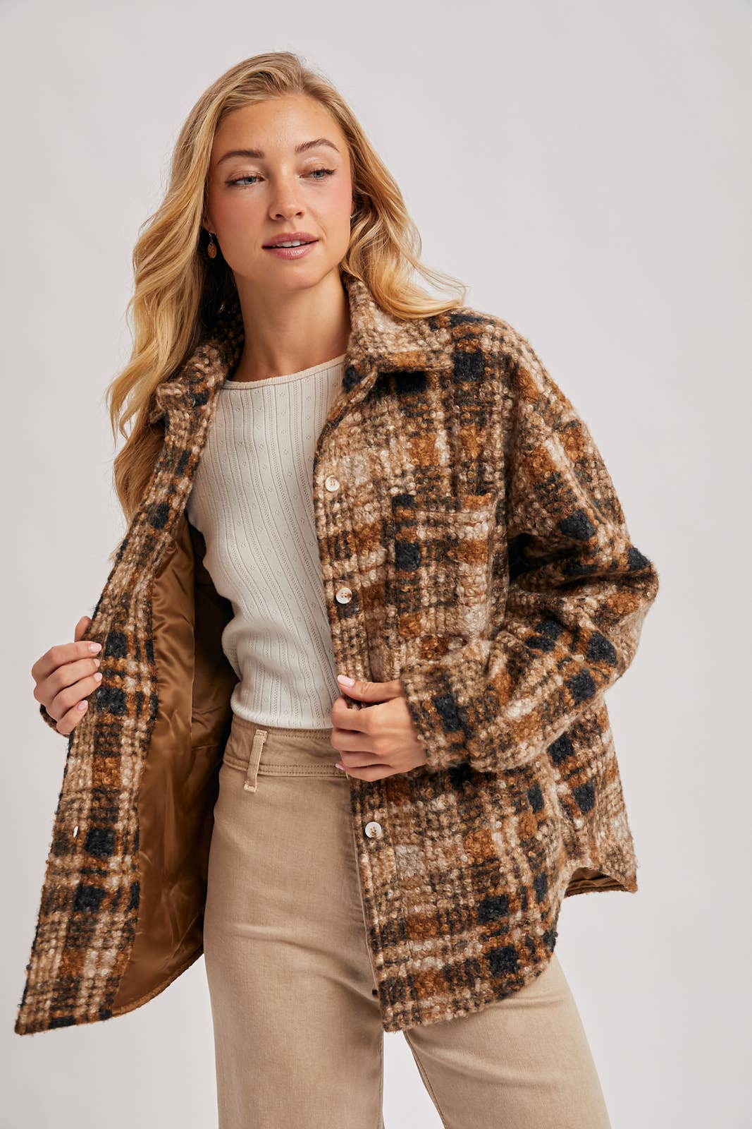 Plaid Boucle Shacket