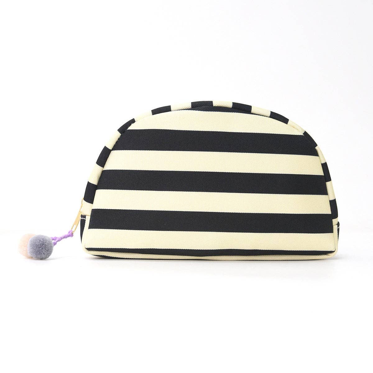 Shell-Shaped Striped Makeup Pouch