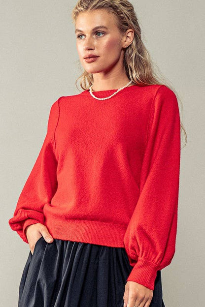 Inheritance Red Ribbed Knit Sweater