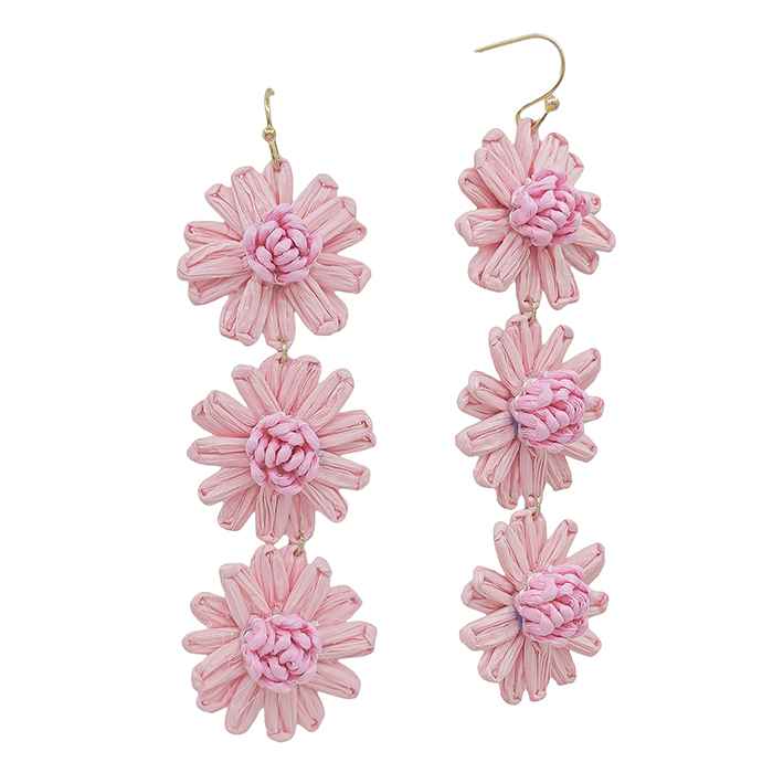 Pink Paper Flower Drop Earrings