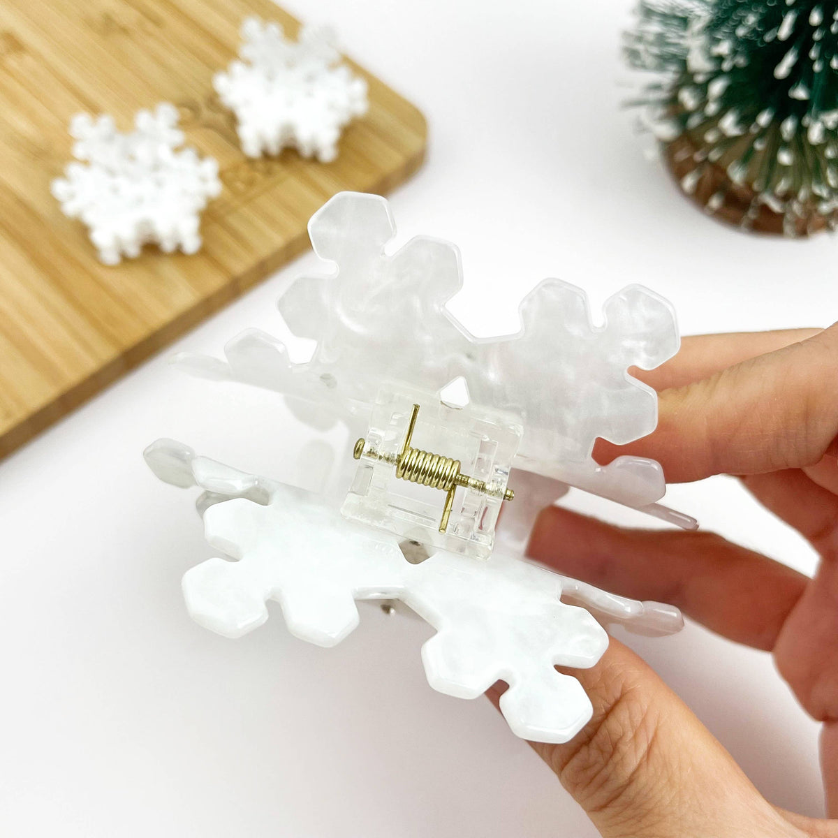 White Rhinestone Snowflake Claw Clip & Small Clip