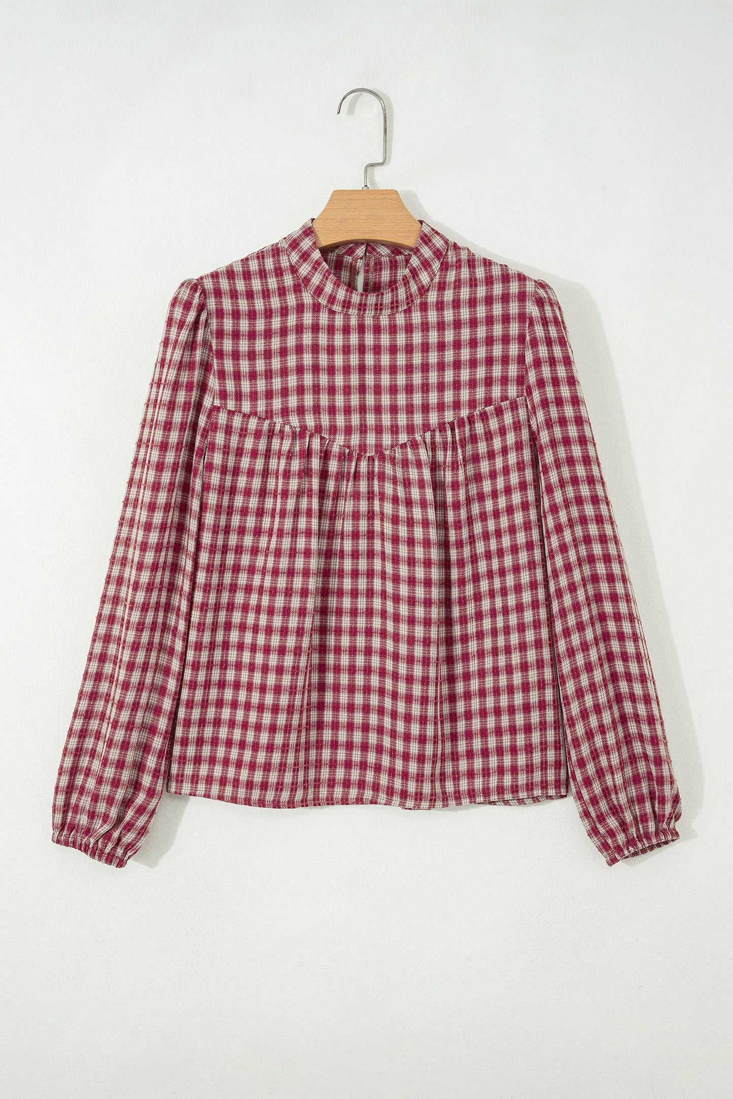 Country Plaid Pleated Blouse