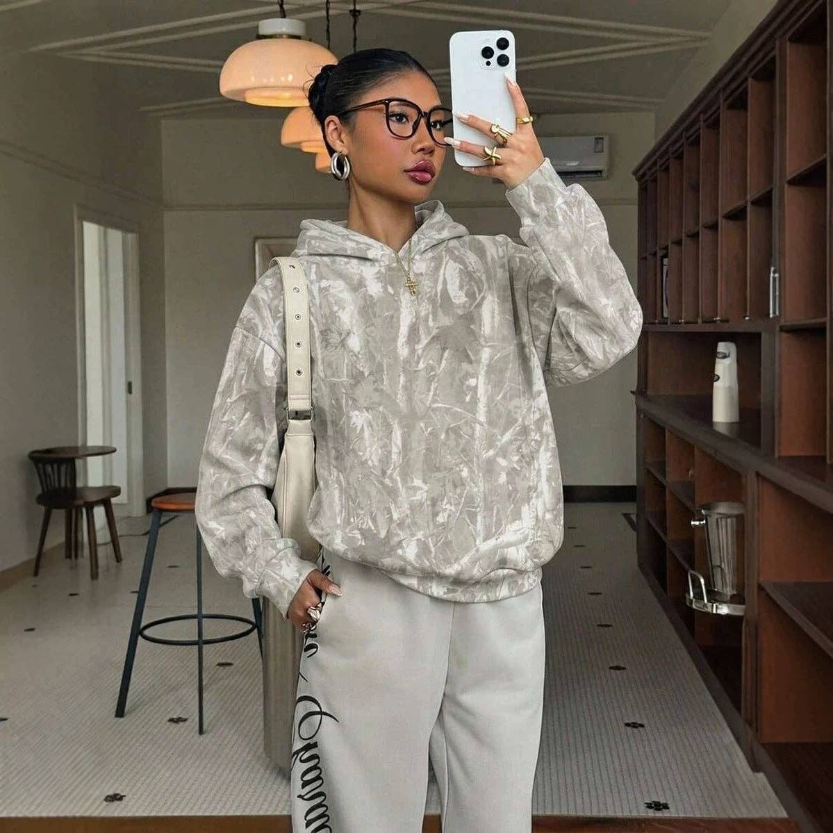 Oversized Printed Hoodie Sweatshirt