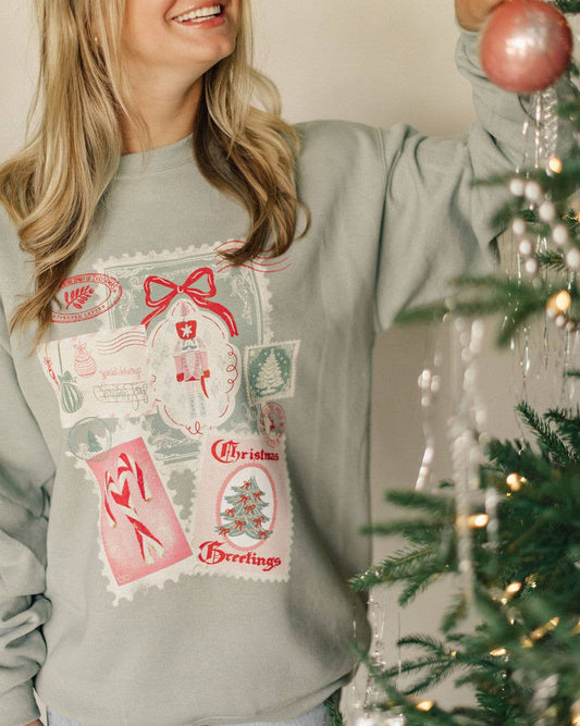 Christmas Post Card  Graphic Sweatshirt