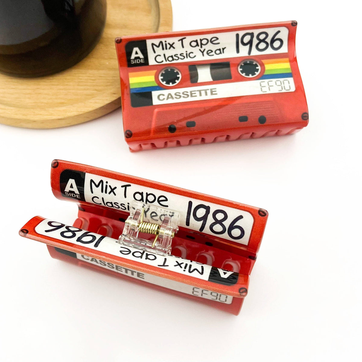 Red Cassette Tape Hair Claw Clip